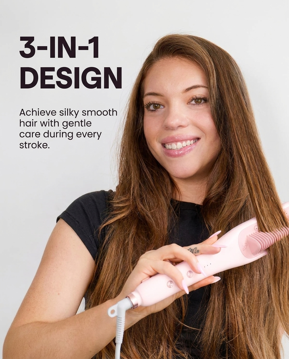 Steam Straightener Brush for Hydrated Hair